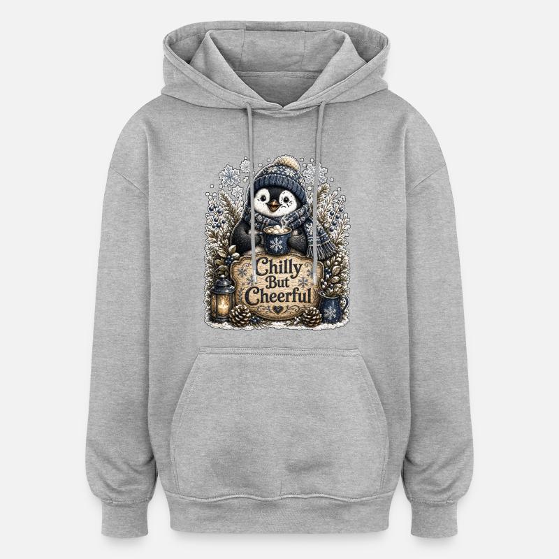 Chilly But Cheerful - Oversized Unisex Hoodie - Grau meliert
