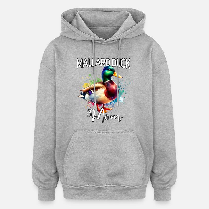 Maman du canard colvert - Sweat à capuche oversize unisexe - gris chiné