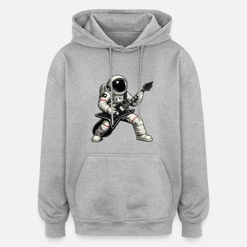 Guitariste astronaute - Sweat à capuche oversize unisexe - gris chiné