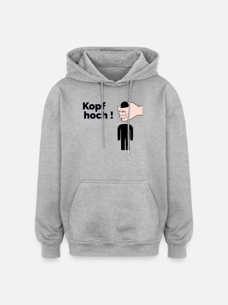 Kopf hoch - Oversized Unisex Hoodie - Grau meliert