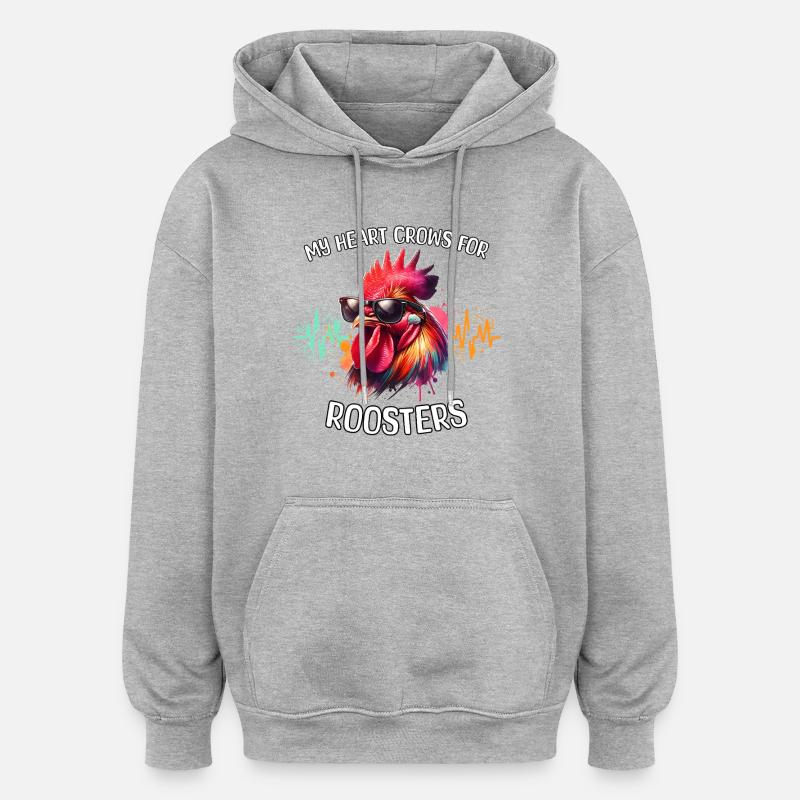 Ligne du Cœur du Coq - Sweat à capuche oversize unisexe - gris chiné