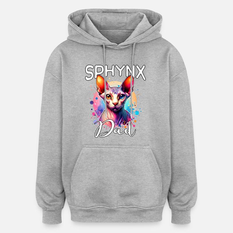Sphynx Cat Dad - Sweat à capuche oversize unisexe - gris chiné