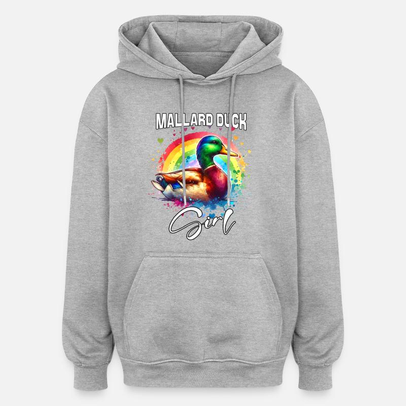 Femelle canard colvert - Sweat à capuche oversize unisexe - gris chiné