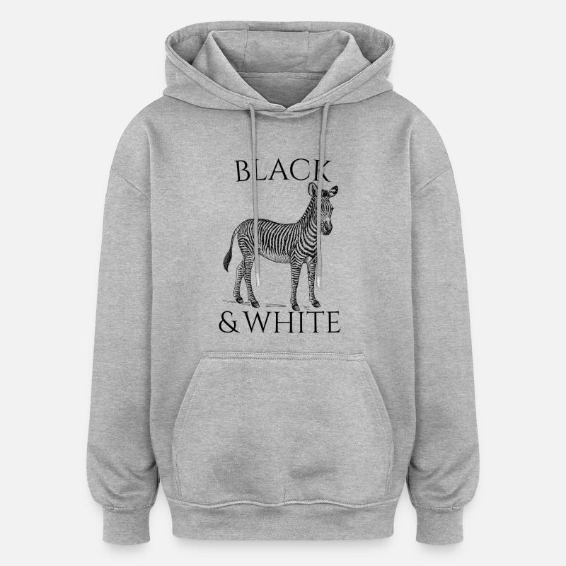 Black & White Vector Zebra – Tierdesign - Oversized Unisex Hoodie - Grau meliert