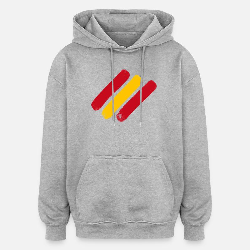 Espagne - Bandes de drapeau - Sweat à capuche oversize unisexe - gris chiné