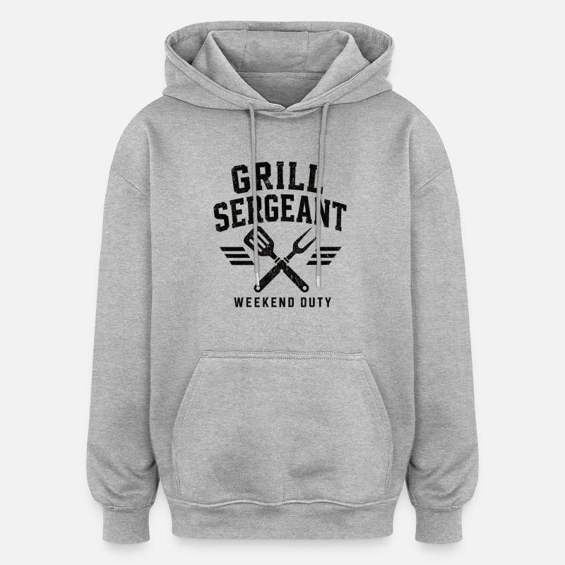 Grill Sergeant BBQ Shirt - Oversized Unisex Hoodie - Grau meliert