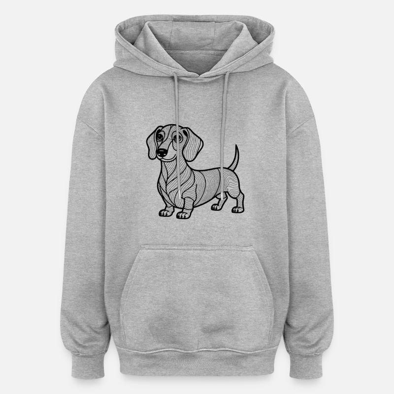 Teckel - Sweat à capuche oversize unisexe - gris chiné