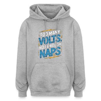Marine Electrician Too Many Volts Boat Electrician - Oversized Unisex Hoodie - heather grey - Front - Noah (186cm)
