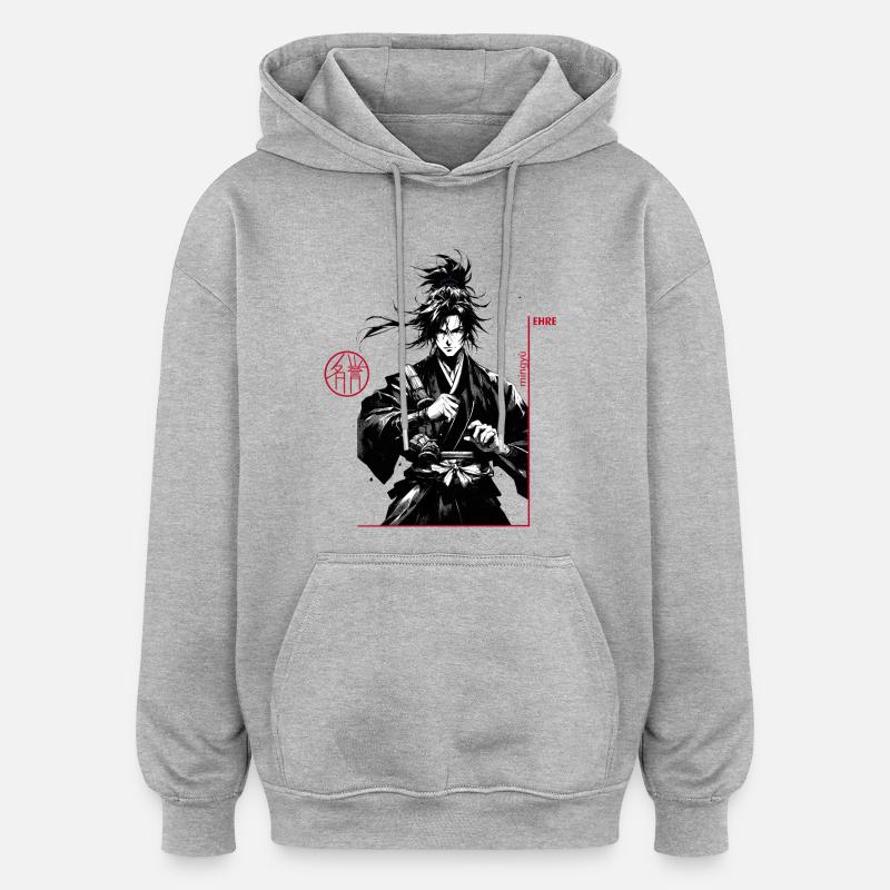 Samurai - Oversized Unisex Hoodie - Grau meliert