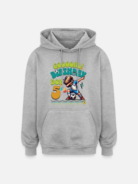 5 . Birthday Football - Oversized Unisex Hoodie - heather grey
