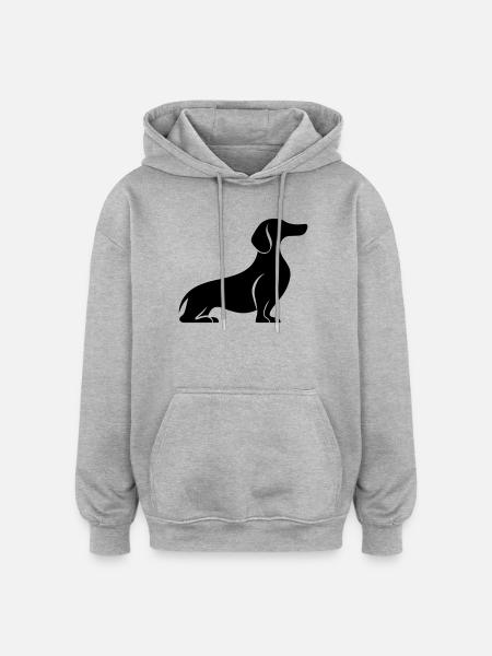 Dackel - Oversized Unisex Hoodie - Grau meliert