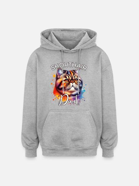 Exotic Shorthair Cat Dad - Oversized Unisex Hoodie - heather grey