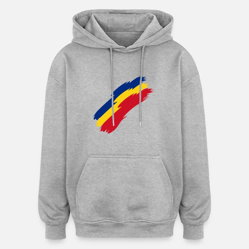 Roumanie drapeau couleurs - Sweat à capuche oversize unisexe - gris chiné