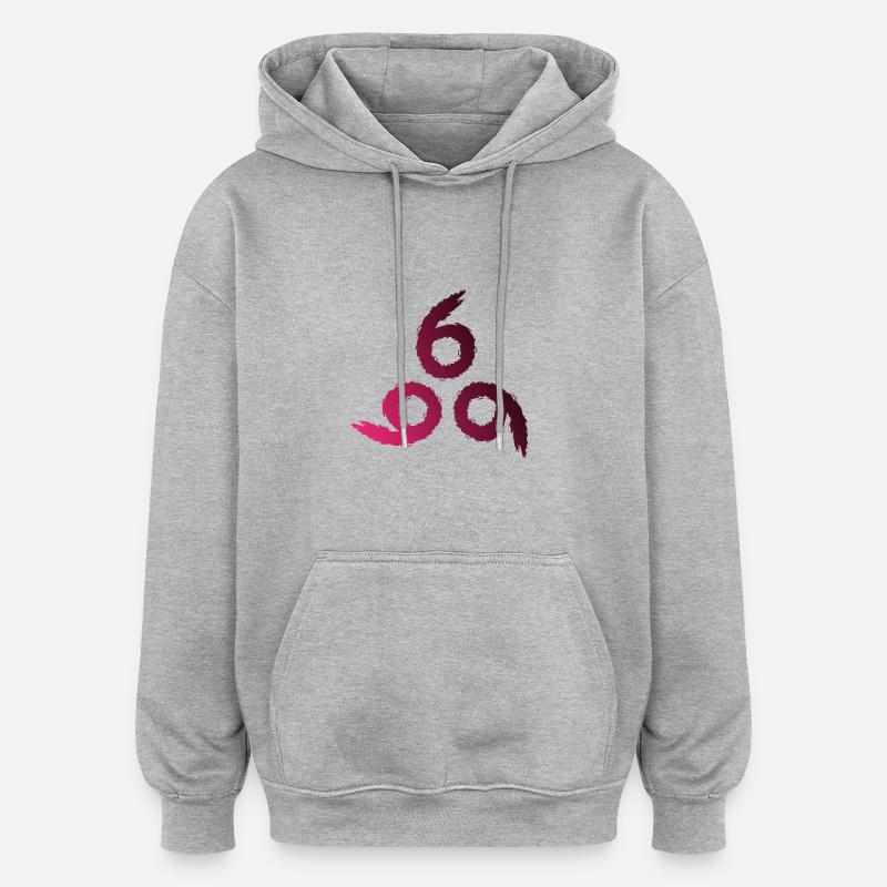 666 - Sweat à capuche oversize unisexe - gris chiné