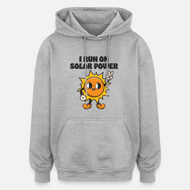 I run on Solar Power - Oversized Unisex Hoodie - heather grey