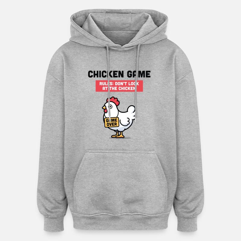 Jeu de poulet - Sweat à capuche oversize unisexe - gris chiné