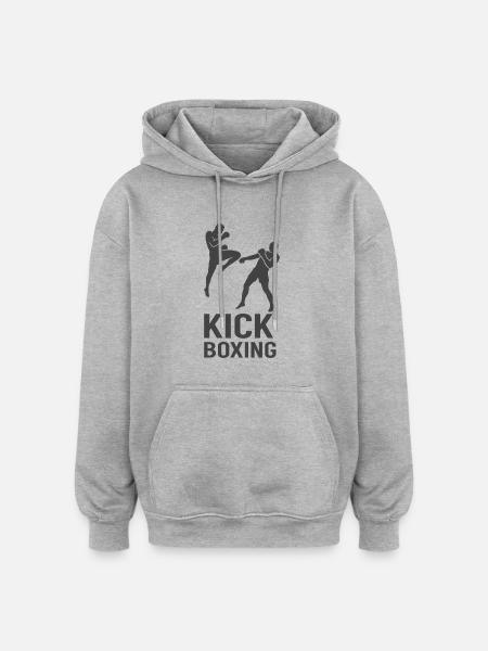 Kickboxing Fight Silhouette - Oversized Unisex Hoodie - heather grey
