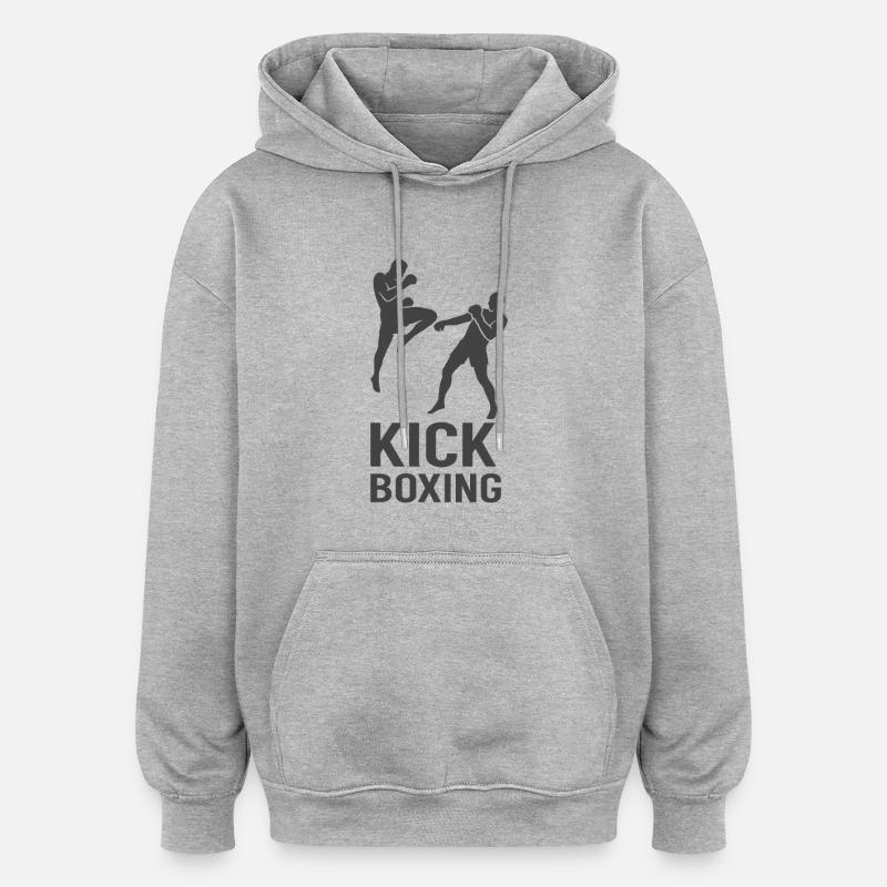 Kickboxing Fight Silhouette - Sweat à capuche oversize unisexe - gris chiné