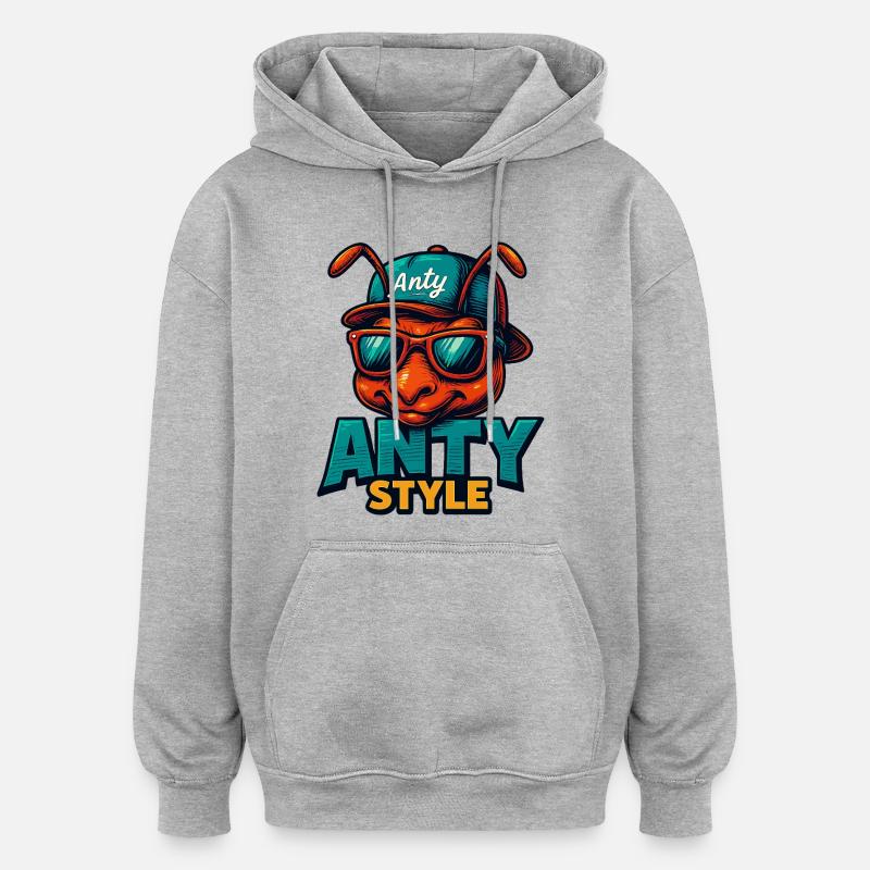 Anty Style - Sweat à capuche oversize unisexe - gris chiné