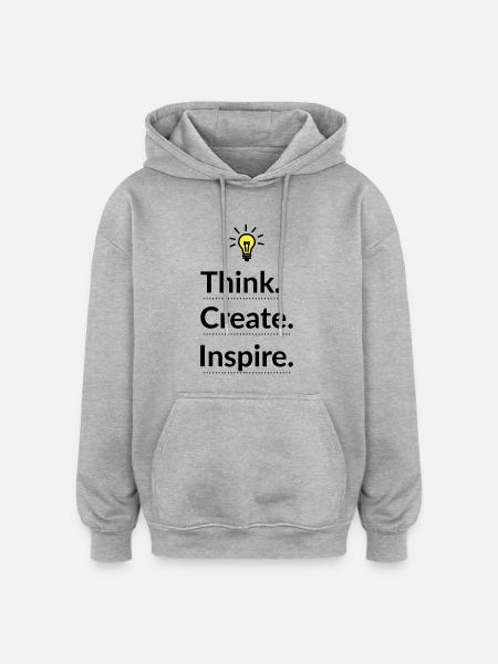 Think Create Inspire Glühbirne - Oversized Unisex Hoodie - Grau meliert