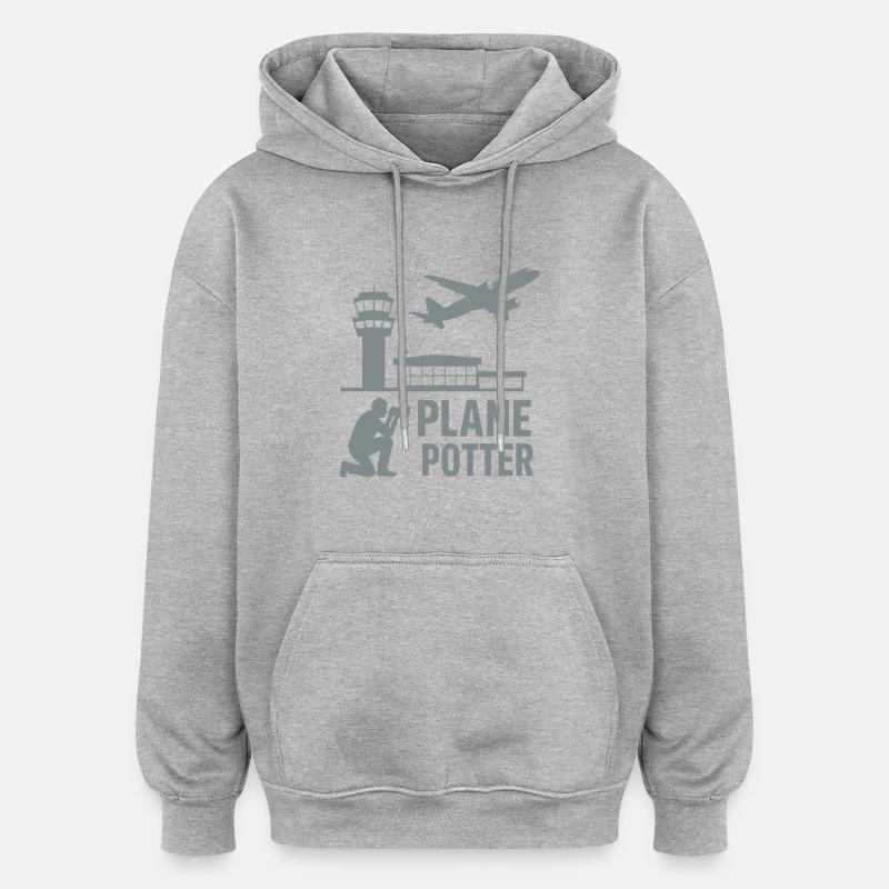 Plane – Flugzeugspotter Design - Oversized Unisex Hoodie - Grau meliert