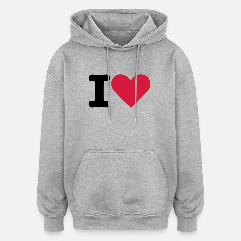 lieben ich - Oversized Unisex Hoodie - Grau meliert