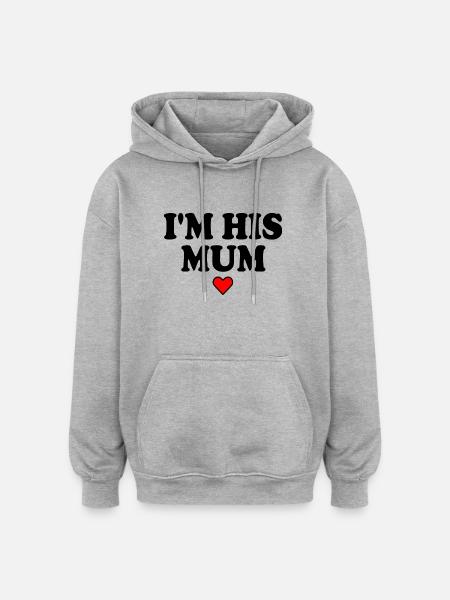 i'm his mom - Oversized Unisex Hoodie - Grau meliert