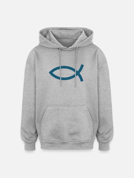 Jesus fish Ichthys fish fish - Oversized Unisex Hoodie - heather grey