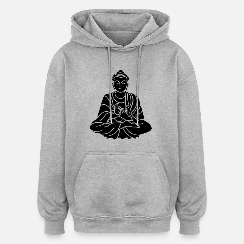 buddha_1 - Sweat à capuche oversize unisexe - gris chiné