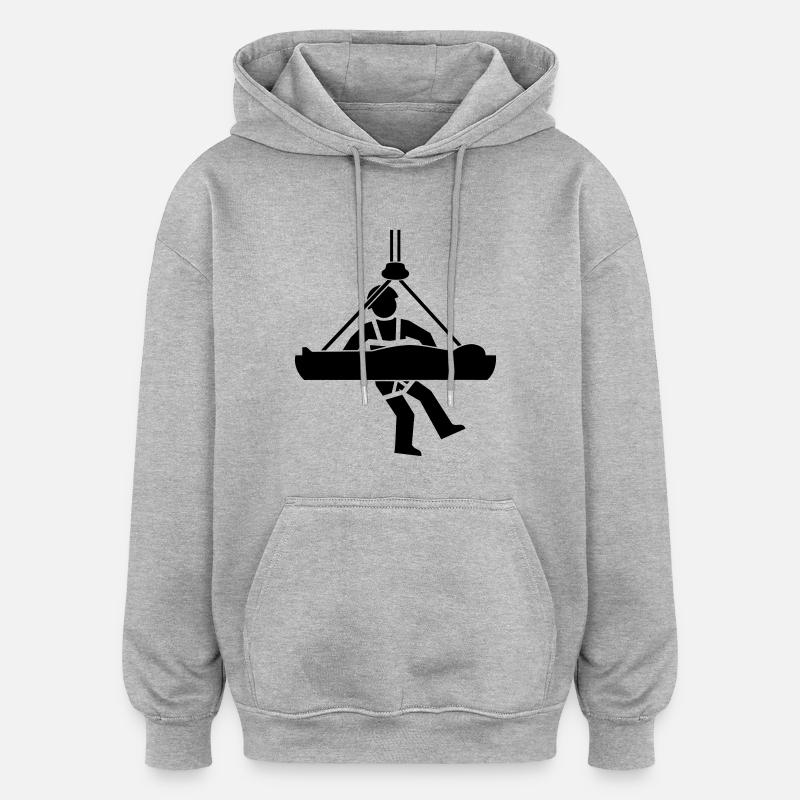 Höhenrettung - Oversized Unisex Hoodie - Grau meliert