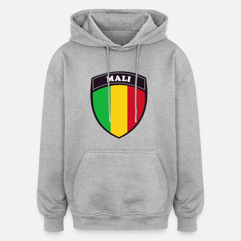 mali_blanc - Sweat à capuche oversize unisexe - gris chiné