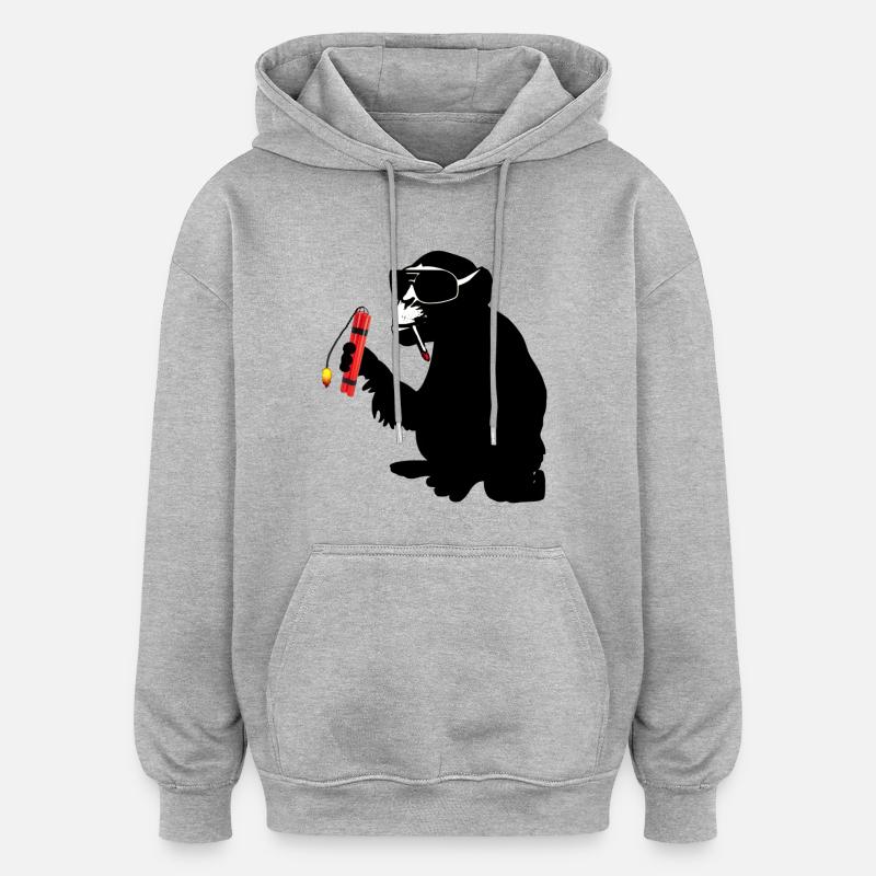 singe explosif - Sweat à capuche oversize unisexe - gris chiné