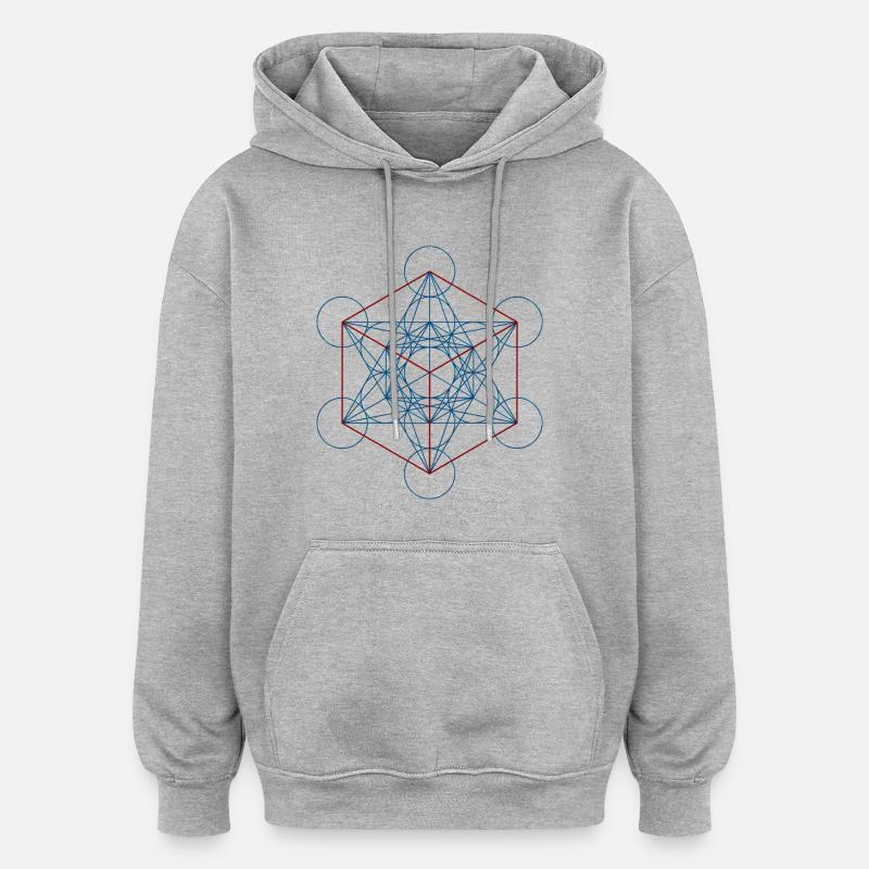 Metatron's Cube - blue red - Oversized Unisex Hoodie - heather grey