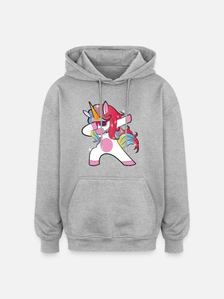 Dabbing Unicorn T-Shirt Unicorn Dab Gift - Oversized Unisex Hoodie - heather grey