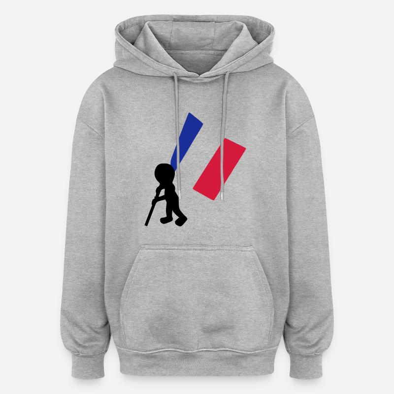porte drapeau francais - Sweat à capuche oversize unisexe - gris chiné