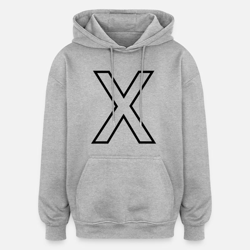 X - Oversized Unisex Hoodie - Grau meliert