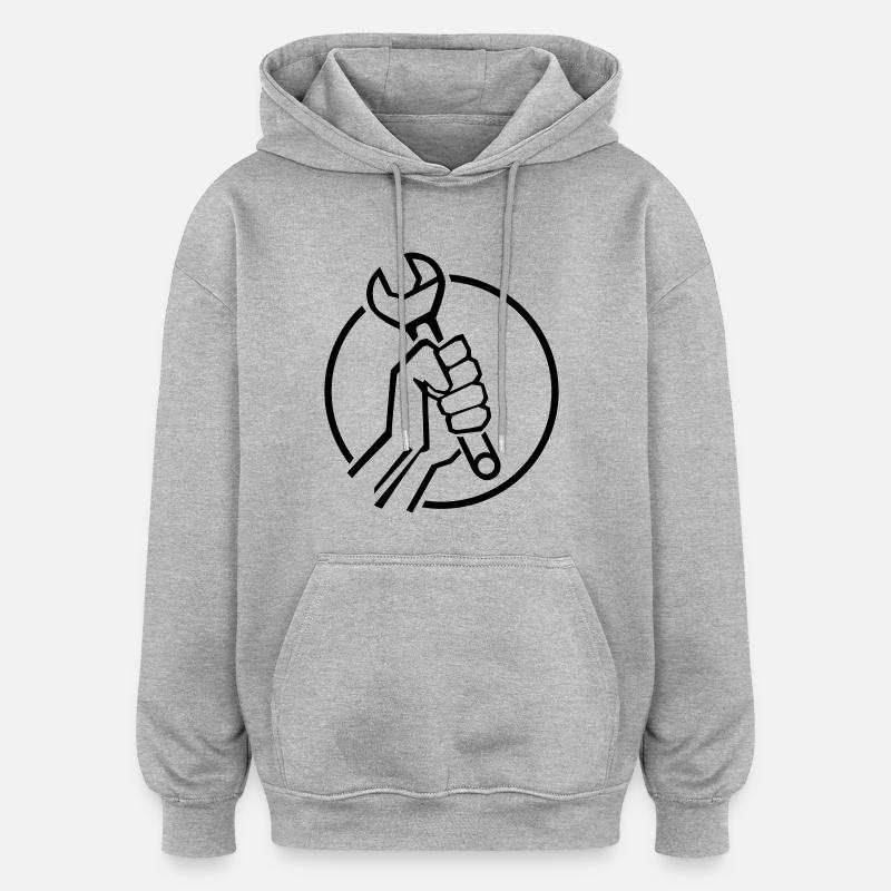 handwerker_1_f1 - Sweat à capuche oversize unisexe - gris chiné