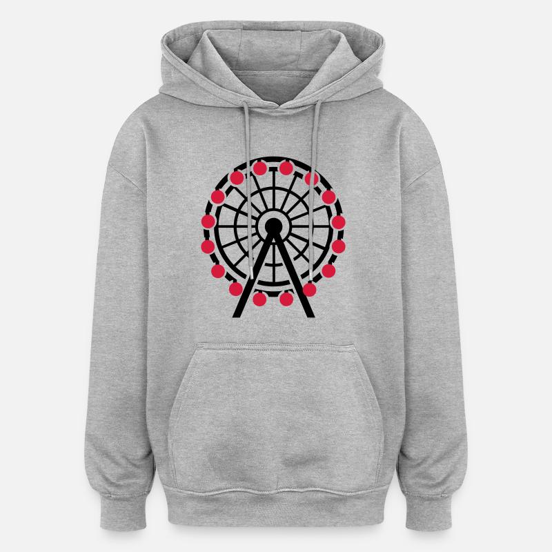 Grande roue - Sweat à capuche oversize unisexe - gris chiné