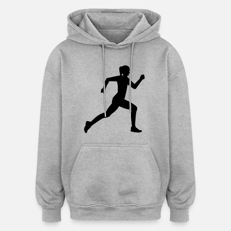 Courir - Sweat à capuche oversize unisexe - gris chiné