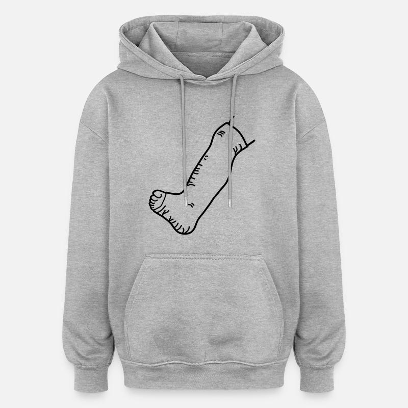 jambe dans le plâtre_1_g1s - Sweat à capuche oversize unisexe - gris chiné