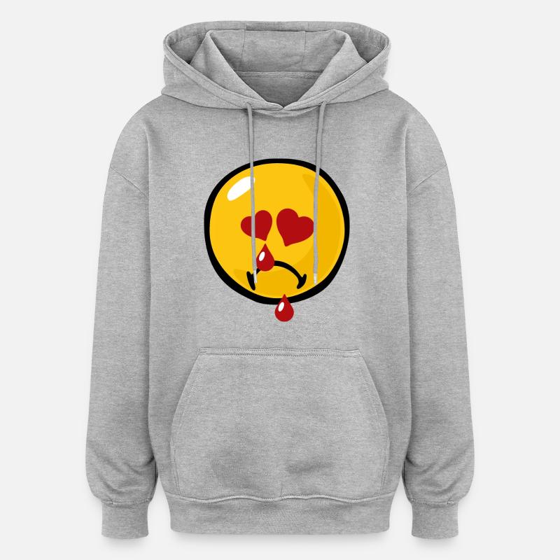 Smiley Sadness Heartbroken - Felpa con cappuccio unisex oversize - grigio melange