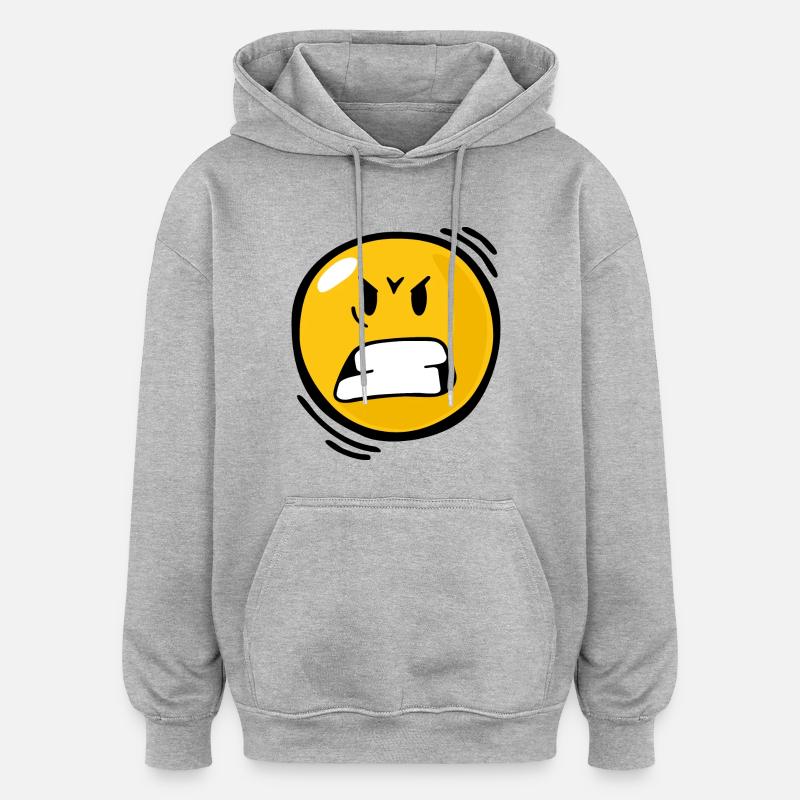 Smiley Anger - Sweat à capuche oversize unisexe - gris chiné