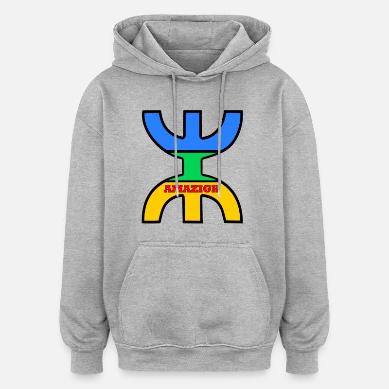 Drapeau amazigh - Sweat à capuche oversize unisexe - gris chiné