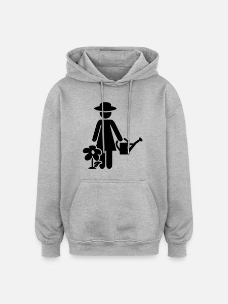 Jardinière - Sweat à capuche oversize unisexe - gris chiné