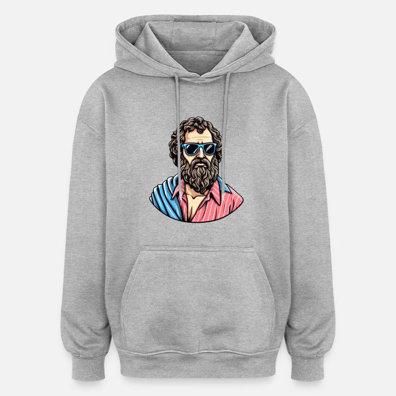 Lässiger cooler Philosophen-Look - Oversized Unisex Hoodie - Grau meliert