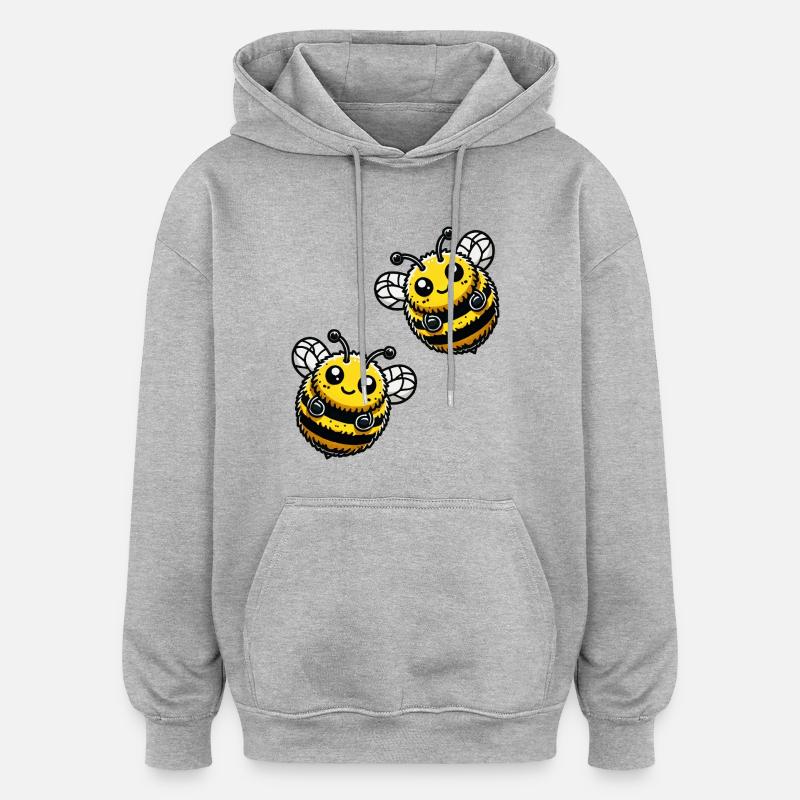 Bourdon Abeille 2 - Sweat à capuche oversize unisexe - gris chiné