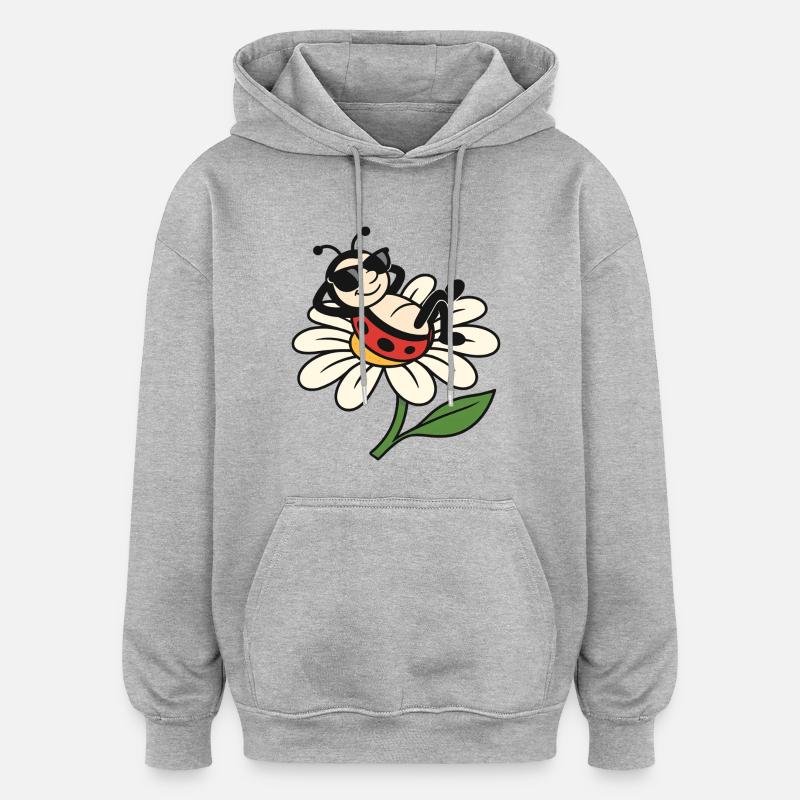 Coccinelle cool sur Daisy - Sweat à capuche oversize unisexe - gris chiné