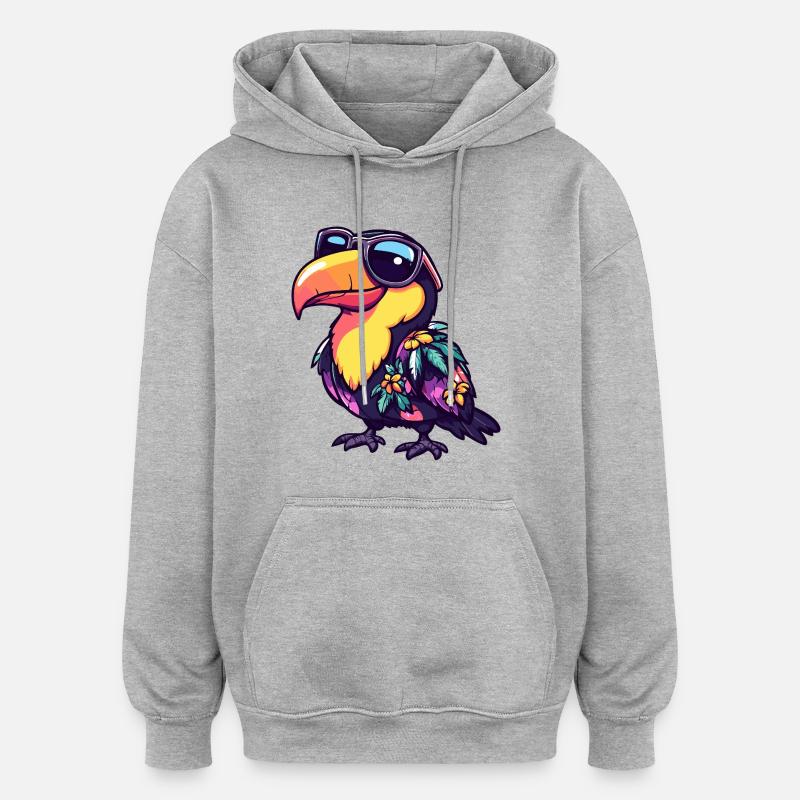Tukan Vogel Comic Urlaub - Oversized Unisex Hoodie - Grau meliert