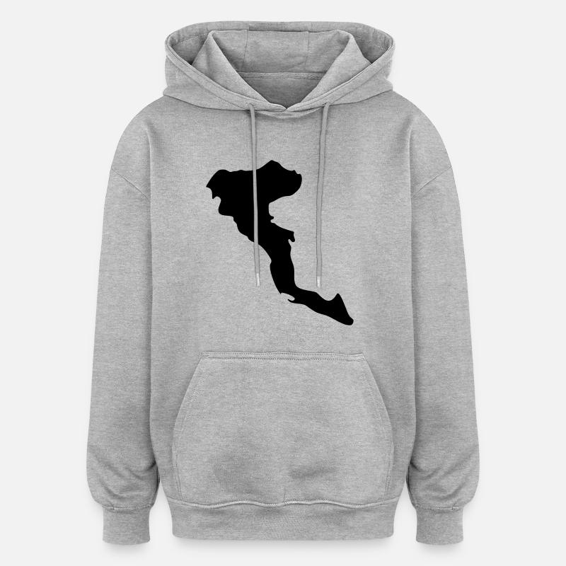 Corfou - Sweat à capuche oversize unisexe - gris chiné