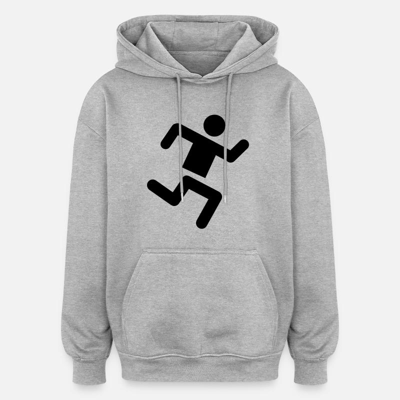 Runner - Sweat à capuche oversize unisexe - gris chiné